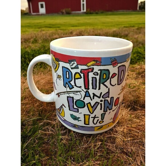 Vintage Coffee Mug Retired and Loving It Bright Humor 1995 Trisar Retirement - Picture 5 of 9